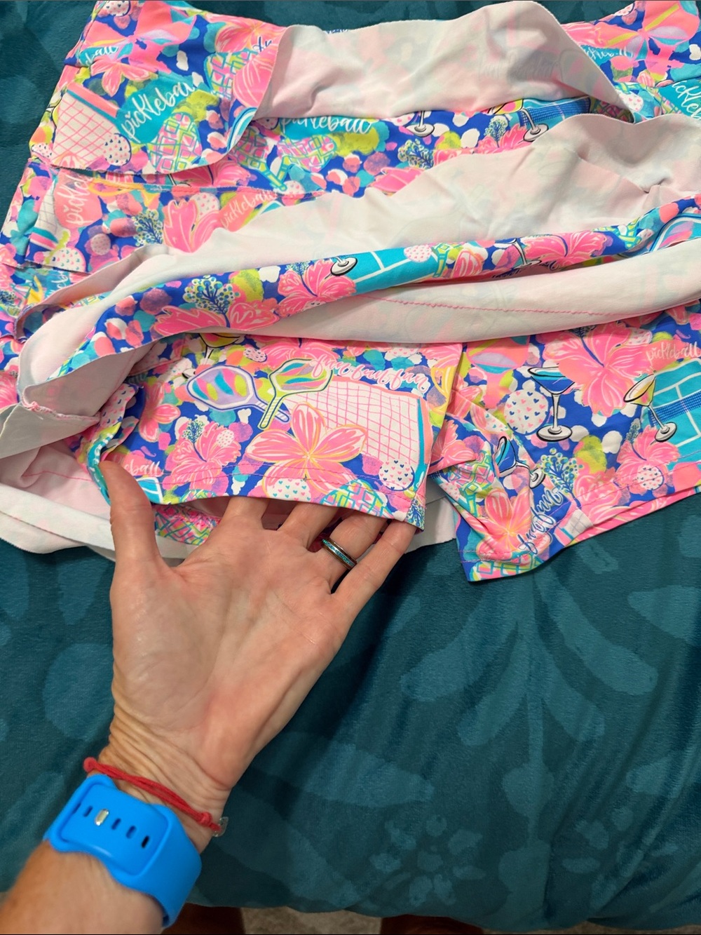 Lulu B bright Floral Pink Multi-Tone Ruffle Skirt with built in underpants - Picture 4 of 4